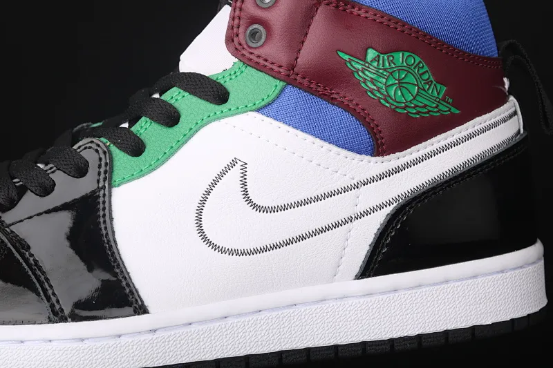 All categories Air Jordan Jordan series basketball shoes Air Jordan 1 Mid Air Jordan 1 Mid SE AJ1 Joe 1 patent leather multi-color splicing mid-top versatile casual sports sneakers DB5454-001